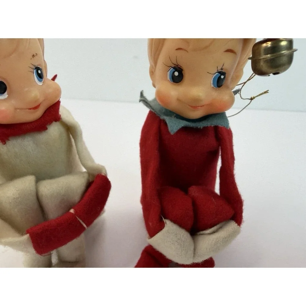 Christmas Knew Hugger Elf Ornament Shelf Sitter Pixie Kitschy Holiday Lot 2 READ